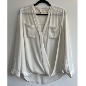 maeve sheer white cross front blouse